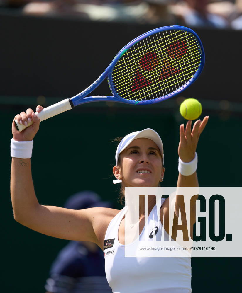 2026 Wimbledon, July 03, Day 5 LONDON, - JULY 3: Belinda Bencic of Switzerland serves the ball against Anna Kalinskaya during their third round match at 2026 Wimbledon, July 03, Day 5 at The all England club, Wimbledon on July 3, 2026 in London, GBR. London The all England club, Wimbledon GBR