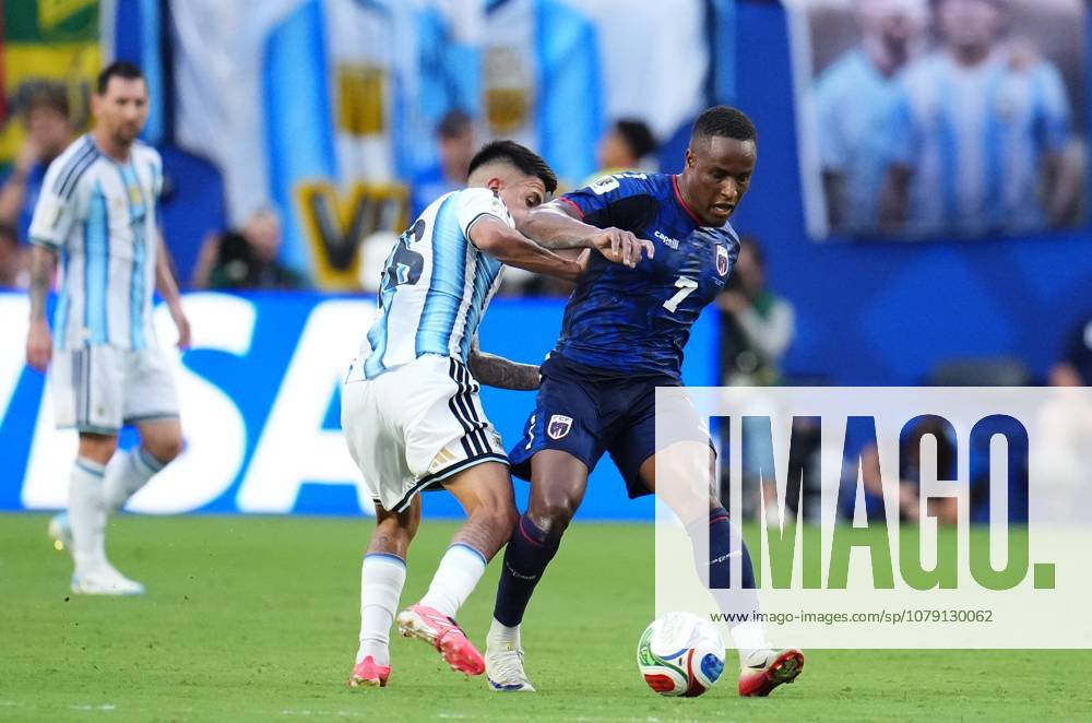 Argentina v Cape Verde - FIFA World Cup, WM, Weltmeisterschaft, Fussball 2026 - Round of 32 FLORIDA, USA - JULY 03: Jovane Cabral (7) of Cabo Verde and Thiago Almada (L) of Argentina compete for the ball during the 2026 FIFA World Cup Round of 32 match between Argentina and Cape Verde at the Hard Rock Stadium (Miami Stadium) in Miami Gardens, Florida, United States on July 03, 2026. Jose Hernandez Anadolu Florida United States. Editorial use only. Please get in touch for any other usage.