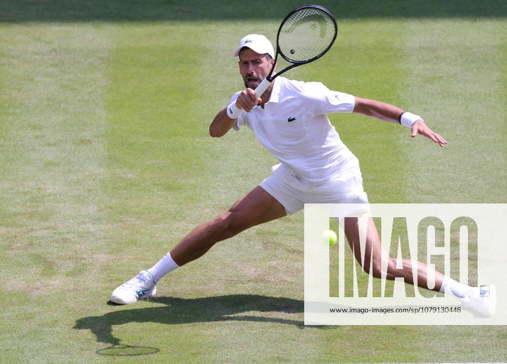 Novak Djokovic, SRB, during the third round of the 2026 All England Lawn Tennis Championships at Wimbledon, men s singles, London