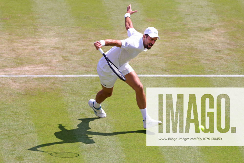 Novak Djokovic, SRB, during the third round of the 2026 All England Lawn Tennis Championships at Wimbledon, men s singles, London