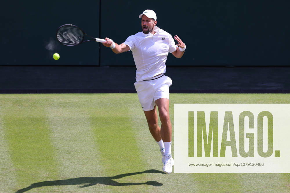 Novak Djokovic, SRB, during the third round of the 2026 All England Lawn Tennis Championships at Wimbledon, men s singles, London