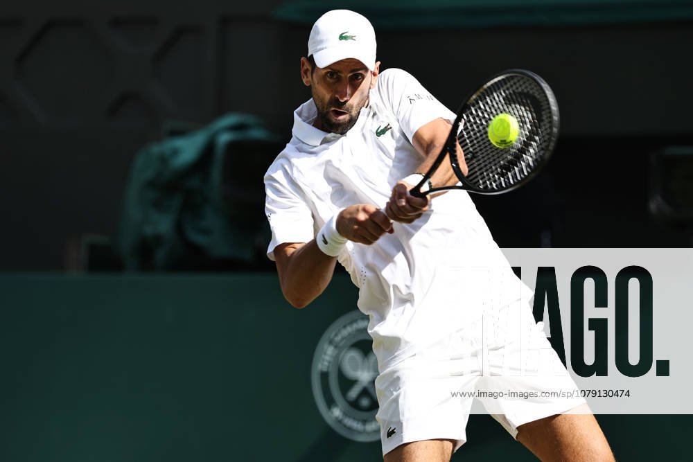 Novak Djokovic, SRB, during the third round of the 2026 All England Lawn Tennis Championships at Wimbledon, men s singles, London