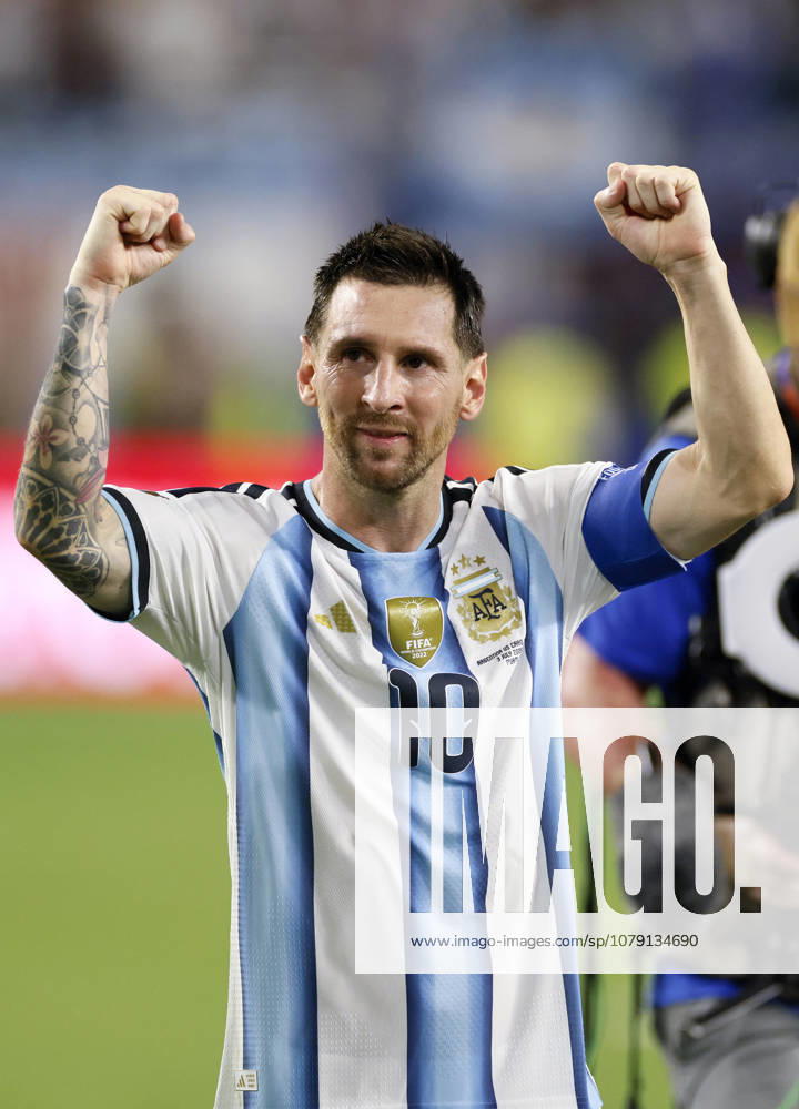Argentina v Cabo Verde: Round of 32 - FIFA World Cup, WM, Weltmeisterschaft, Fussball 2026 Lionel Messi of Argentina celebrates after winning the FIFA World Cup 2026 Round Of 32 match between Argentina and Cabo Verde at Miami Stadium on July 3, 2026 in Miami Gardens, United States. Miami Gardens Miami Stadium FL United States