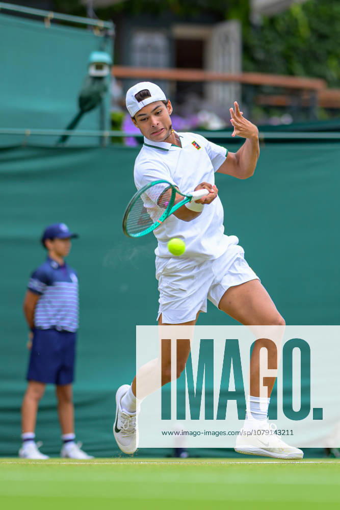 Day Six: The Championships - Wimbledon 2026 LONDON, ENGLAND JULY 04 - Luis Guto Miguel of Brazil during Boy?s Single First Round against Vincent Fletcher of Great Britain at The Wimbledon Lawn Tennis Championship at Wimbledon on July 04, 2026 in London, England. (Photo by Keeran Marquis)