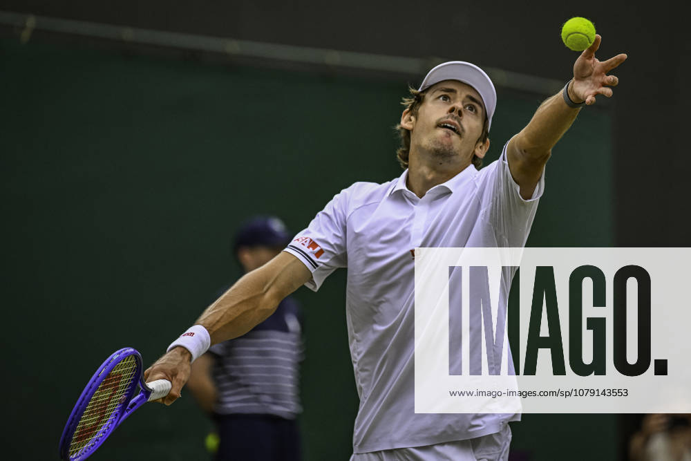 4th July 2026; All England Lawn Tennis and Croquet Club, London, England; Wimbledon Tennis Tournament, Day Six; Alex De Minaur (AUS) serves in his third round match against Zachary Svajda (USA) GodfreyxPitt