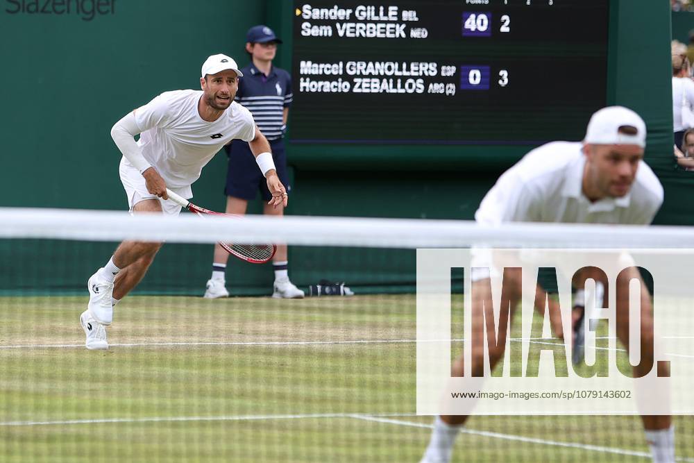 The Championships Wimbledon 2026- DAY 6- 04 07 2026 Great Britain, London, All England Lawn Tennis Club, The Championships Wimbledon 2026 - DAY 6- 04 07 2026 Belgian player Sander Gille (BEL) and his double partner Sem Verbeek (NED) pictured during their second double round in London , All England Lawn Tennis Club at The Championships Wimbledon 2026 LONDON GREAT BRITAIN