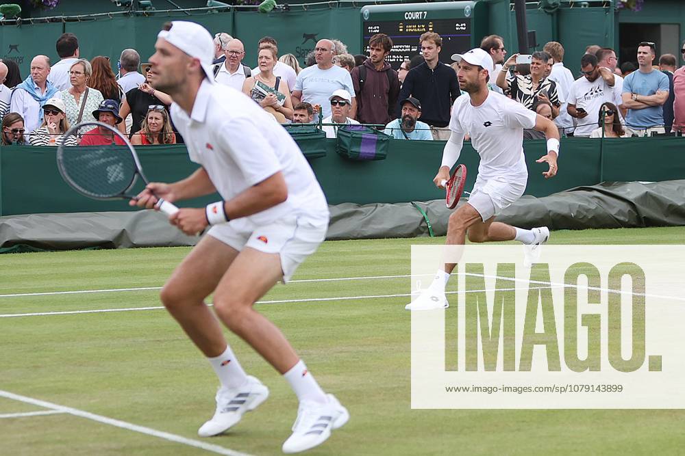 The Championships Wimbledon 2026- DAY 6- 04 07 2026 Great Britain, London, All England Lawn Tennis Club, The Championships Wimbledon 2026 - DAY 6- 04 07 2026 Belgian player Sander Gille (BEL) and his double partner Sem Verbeek (NED) pictured during their second double round in London , All England Lawn Tennis Club at The Championships Wimbledon 2026 LONDON GREAT BRITAIN