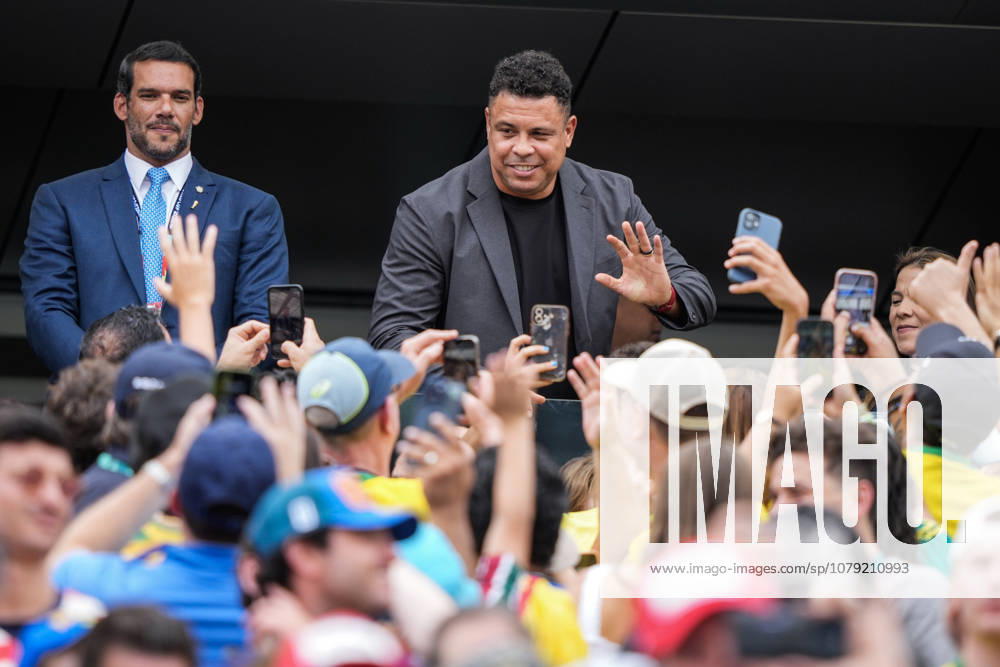 2026 FIFA World Cup Brazil vs. Norway East Rutherford, New Jersey, USA July 5, 2026 Ronaldo Luiz Nazario de Lima in the stands during the Round of 8 match between Brazil and Norway at the 2026 FIFA World Cup at New Jersey Stadium Photo: Fredrik Varfjell, NTB East Rutherford, New Jersey, USA RESTRICTED USE FOR BETTING COMPANIES
