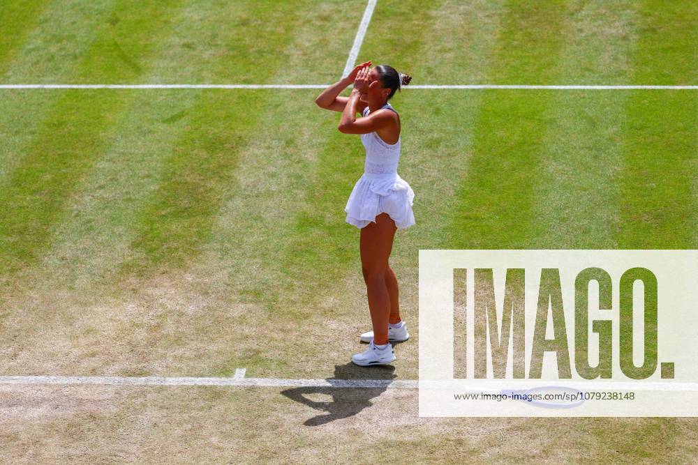 Marta Kostyuk celebrates victory in her fourth round match Wimbledon Tennis Championships, Day 8, The All England Lawn Tennis and Croquet Club, London, UK - 06 Jul 2026London The All England Lawn Tennis and United Kingdom