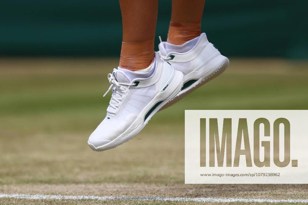 Wimbledon Championships 2026, Day 8, AELTC Wimbledon, London, UK - 06 07 2026 The Tennis Shoes of Marta Kostyuk (UKR) during her Fourth round match against Ashlyn Krueger (USA) in the 2026 Wimbledon Championships at the AELTC London London AELTC Wimbledon London GBR, UK NEWSPAPERS OUT