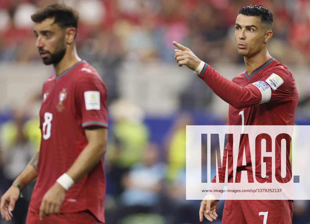 Portugal v Spain: Round of 16 - FIFA World Cup, WM, Weltmeisterschaft, Fussball 2026 Cristiano Ronaldo of Portugal pointing during the FIFA World Cup 2026 Round Of 16 match between Portugal and Spain at Dallas Stadium on July 6, 2026 in Arlington, United States. Arlington Dallas Stadium TX United States