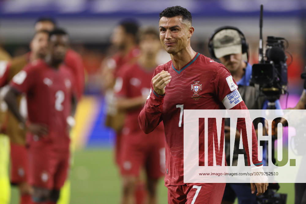 Portugal v Spain: Round of 16 - FIFA World Cup, WM, Weltmeisterschaft, Fussball 2026 Cristiano Ronaldo of Portugal in tears after the FIFA World Cup 2026 Round Of 16 match between Portugal and Spain at Dallas Stadium on July 6, 2026 in Arlington, United States. Arlington Dallas Stadium TX United States