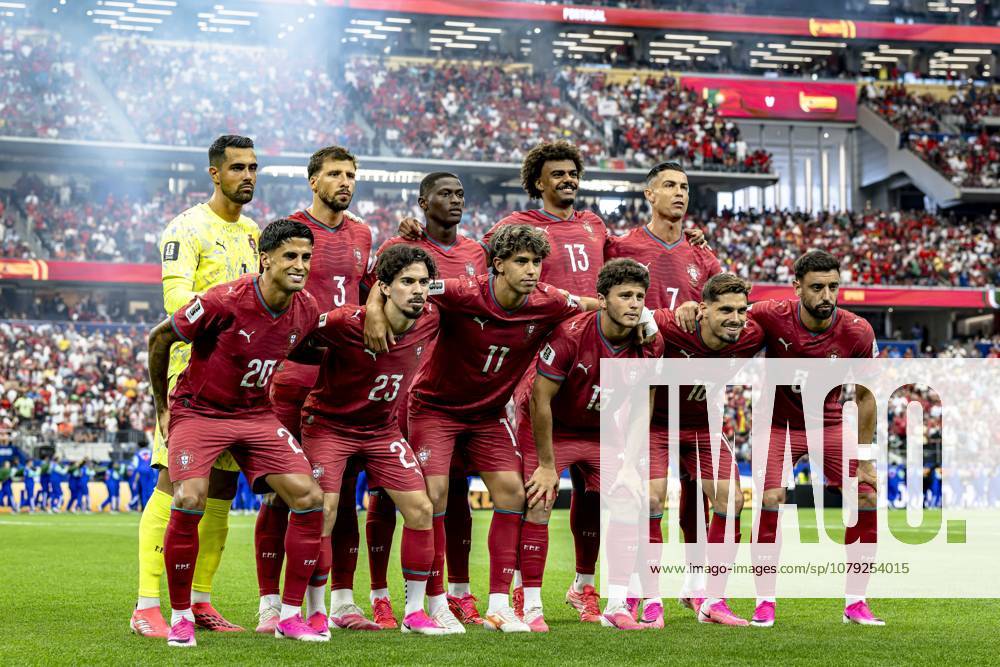DALLAS l r Goalkeeper Diogo Costa of Portugal, Ruben Dias of Portugal, Nuno Mendes of Portugal, Renato Veiga of Portugal, Cristiano Ronaldo of Portugal, Joao Cancelo of Portugal, Vitor Vitinha of Portugal, Joao Felix of Portugal, João Neves of Portugal, Pedro Neto of Portugal, and Bruno Fernandes of Portugal during the 2026 World Cup match between Portugal and Spain at Dallas Stadium on July 6, 2026, in Dallas, United States. Photo by Stefan Koops, EYE4IMAGES, DeFodi Images