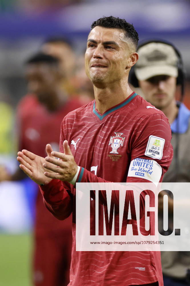 Portugal v Spain: Round of 16 - FIFA World Cup, WM, Weltmeisterschaft, Fussball 2026 Cristiano Ronaldo of Portugal in tears after the FIFA World Cup 2026 Round Of 16 match between Portugal and Spain at Dallas Stadium on July 6, 2026 in Arlington, United States. Arlington Dallas Stadium TX United States