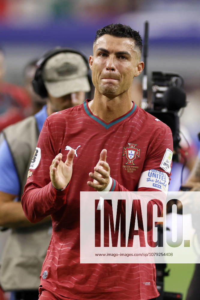 Portugal v Spain: Round of 16 - FIFA World Cup, WM, Weltmeisterschaft, Fussball 2026 Cristiano Ronaldo of Portugal in tears after the FIFA World Cup 2026 Round Of 16 match between Portugal and Spain at Dallas Stadium on July 6, 2026 in Arlington, United States. Arlington Dallas Stadium TX United States