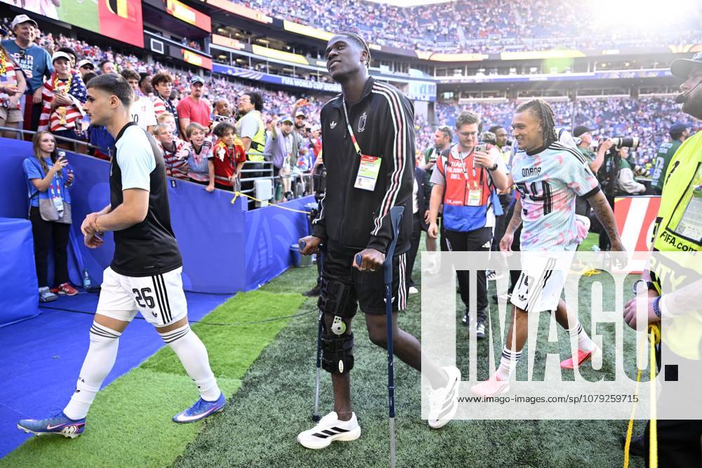 USA vs Belgium - FIFA World Cup, WM, Weltmeisterschaft, Fussball 2026 SEATTLE, UNITED STATES OF AMERICA - JULY 06 : Onana Amadou midfielder of Belgium eaves the field with an injury pictured during the FIFA World Cup 2026 round of 16 match between the United States of America and Belgium at the Lumen Field stadium on July 6, 2026 in Seattle, United States of America, 06 07 2026 Seattle United States of America