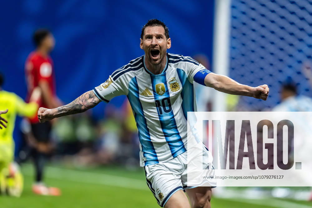 Argentina forward Lionel Messi (10) celebrates after scoring a goal against Egypt during their World Cup: Round of 16 match at Atlanta Stadium in ATLANTA, Georgia. Argentina defeats Egypt 3:2 in regulation play. Atlanta USA - ZUMAa161 20260707_aaa_a161_008