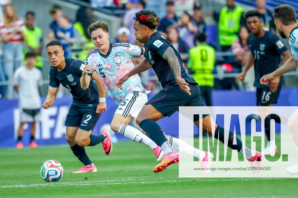 United States of America midfielder Weston McKennie (8) and Belgium defender Maxim de Cuyper (5) during the match between USA and Belgium in the World Cup 2026 at Seattle Stadium, Seattle, Washington Seattle USA - ZUMAj111 20260706_zsp_j111_026