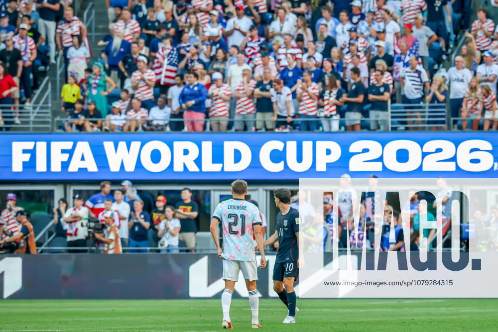 United States of America forward Christian Pulisic (10) and Belgium defender Timothy Castagne (21) during the match between USA and Belgium in the World Cup 2026 at Seattle Stadium, Seattle, Washington Seattle USA - ZUMAj111 20260706_zsp_j111_039