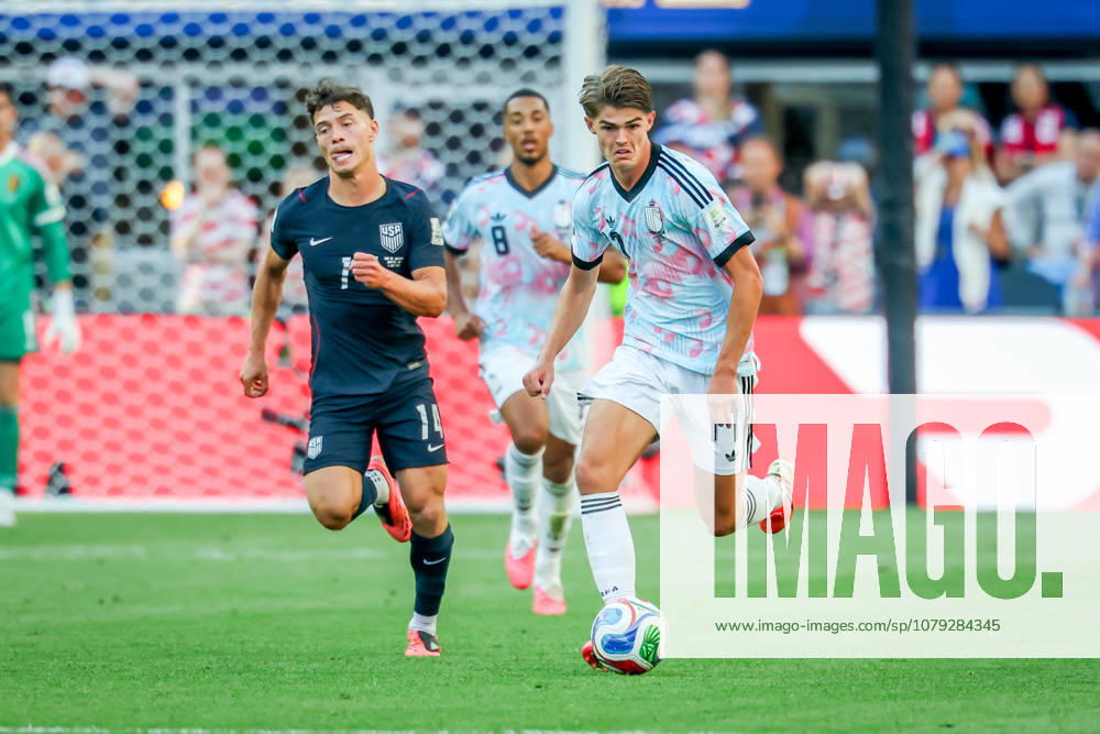 United States of America midfielder Sebastian Berhalter (14) and Belgium forward Charles de Ketelaere (17) during the match between USA and Belgium in the World Cup 2026 at Seattle Stadium, Seattle, Washington Seattle USA - ZUMAj111 20260706_zsp_j111_058