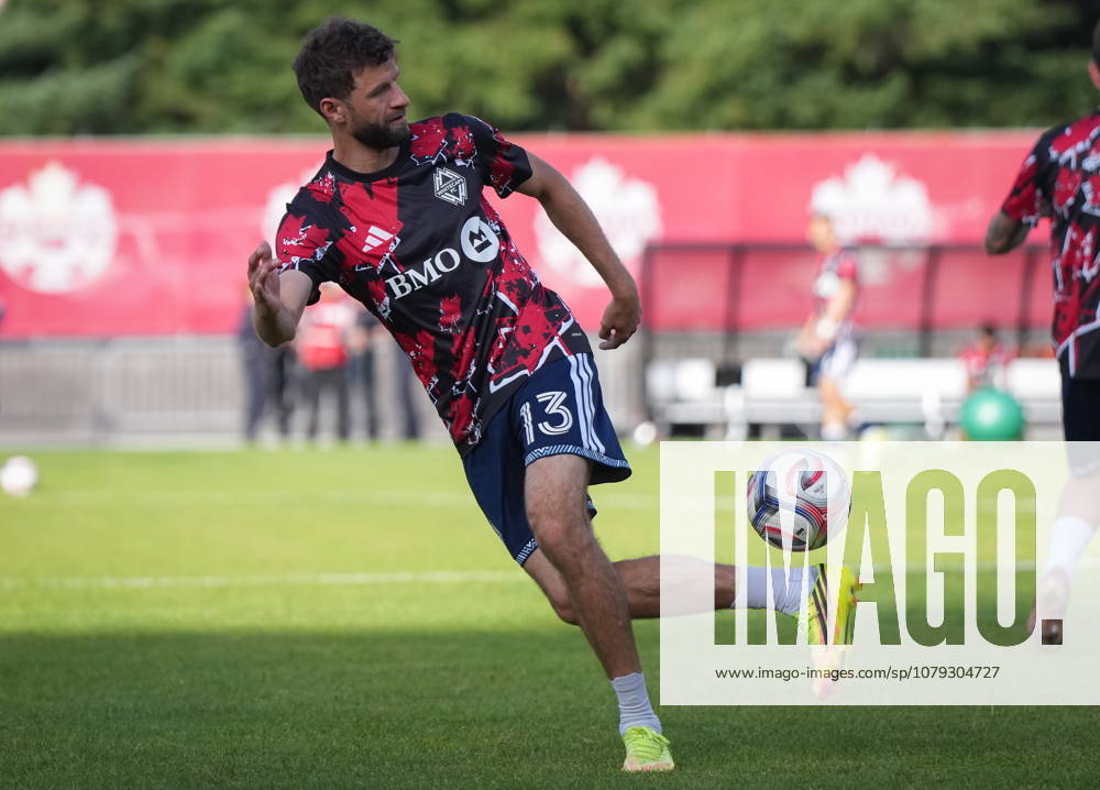 Vancouver Whitecaps Thomas Muller takes part in warmup before a Canadian Championship quarterfinal soccer match against Cavalry FC, in Burnaby, B.C., on Wednesday, July 8, 2026. Canada News - July 8, 2026 - ZUMAc35_ 20260708_zaf_c35_074