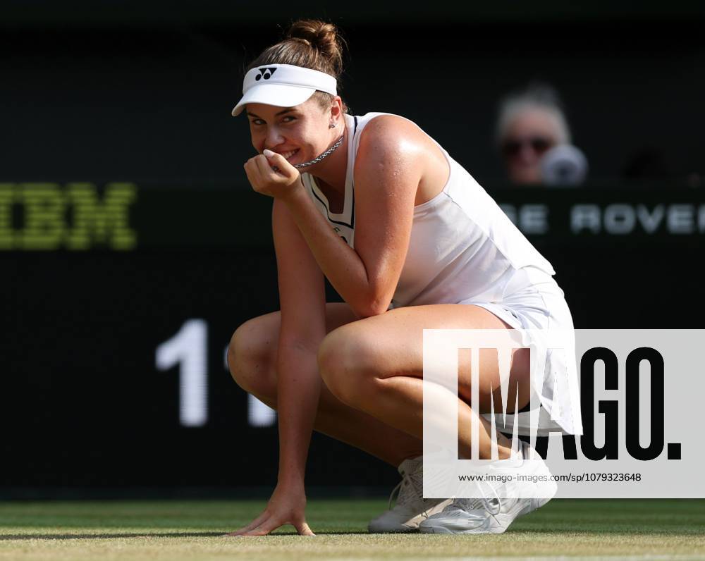 Linda Noskova celebrates victory in her semi final match Wimbledon Tennis Championships, Day 11, The All England Lawn Tennis and Croquet Club, London, UK - 09 Jul 2026London The All England Lawn Tennis and United Kingdom