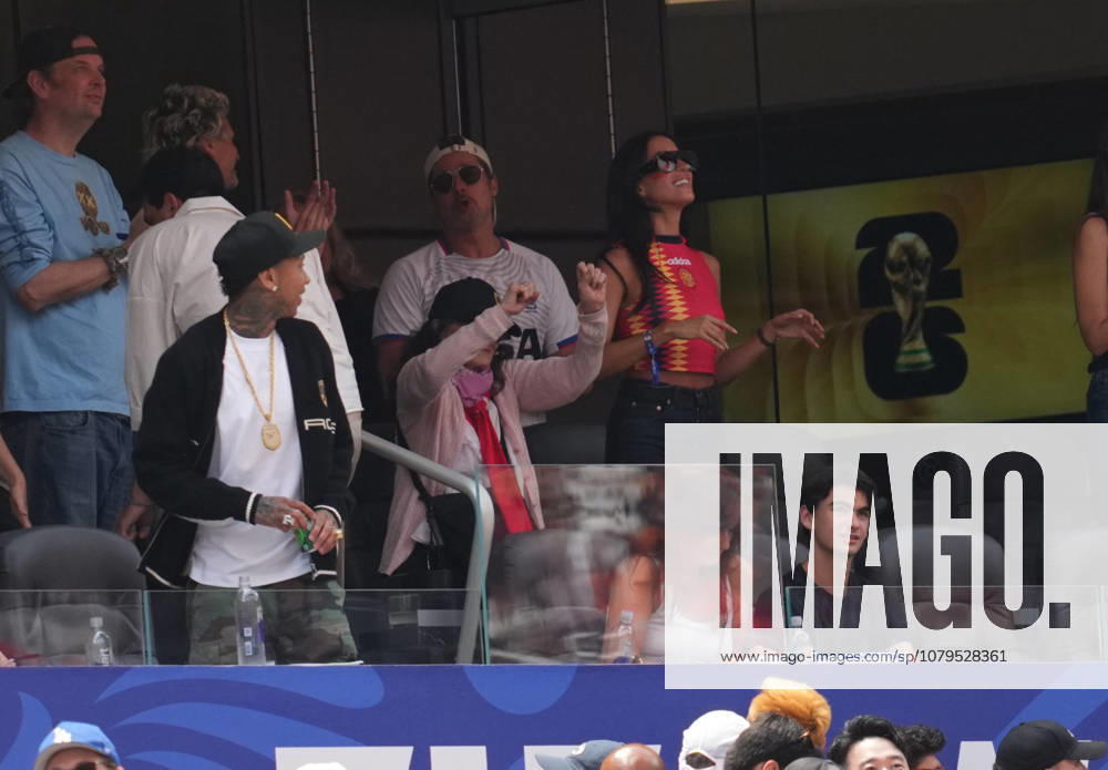 Brad Pitt of the U.S. during the Spain vs. Belgium quarterfinal match at the 2026 FIFA World Cup, Los Angeles Stadium, Los Angeles, U.S., on July 10, 2026. Thor Wegner, DeFodi Images. Photo by DeFodi Images