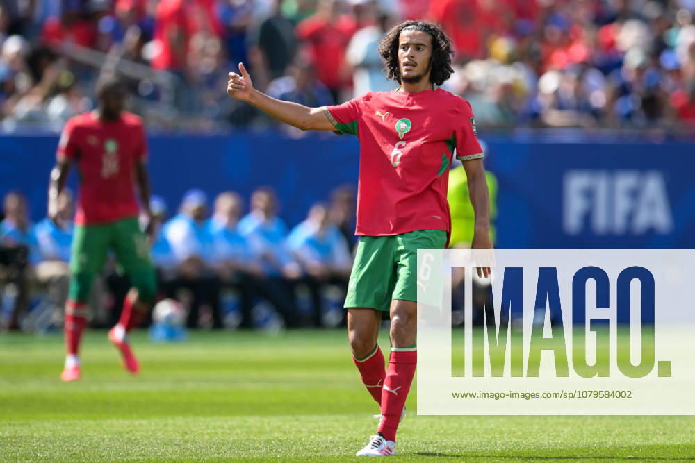 Soccer, 2026 World Cup, 20260709, France vs. Morocco. Pictured: Ayyoub BOUADDI of Morocco, No. 6, giving a thumbs-up at Foxborough Stadium in Boston, Massachusetts, United States of America