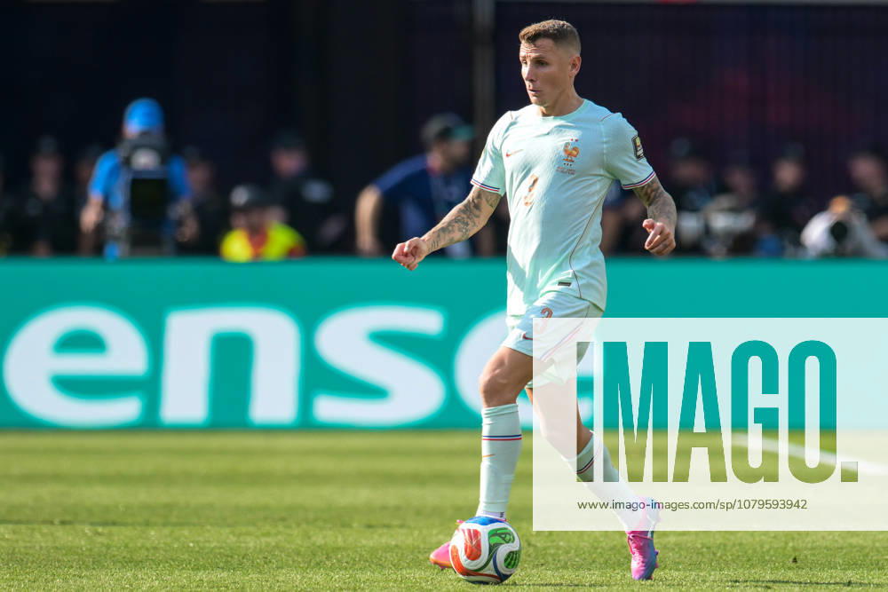 Soccer, 2026 World Cup, 20260709, France vs. Morocco. Pictured: Lucas DIGNE of France, 3, dribbling the ball; full-body portrait; Foxborough, Boston, Massachusetts, United States of America