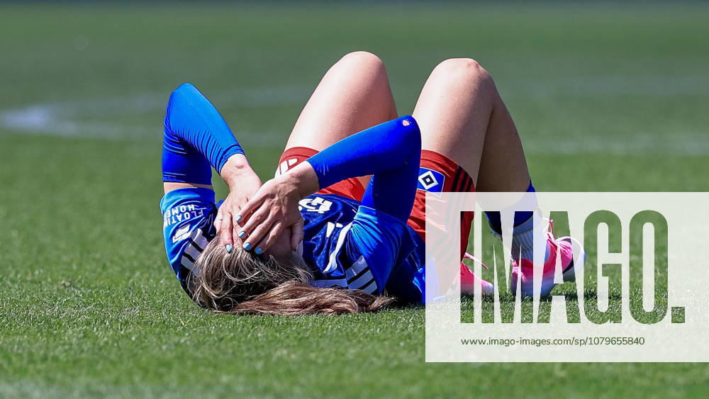 Camilla Linberg, Hamburger SV (HSV), No. 7, is lying on the ground injured; injury, pain, face contorted with pain; July 11, 2026, Hamburg, Germany; soccer; women s friendly match; Hamburger SV vs. Hertha BSC