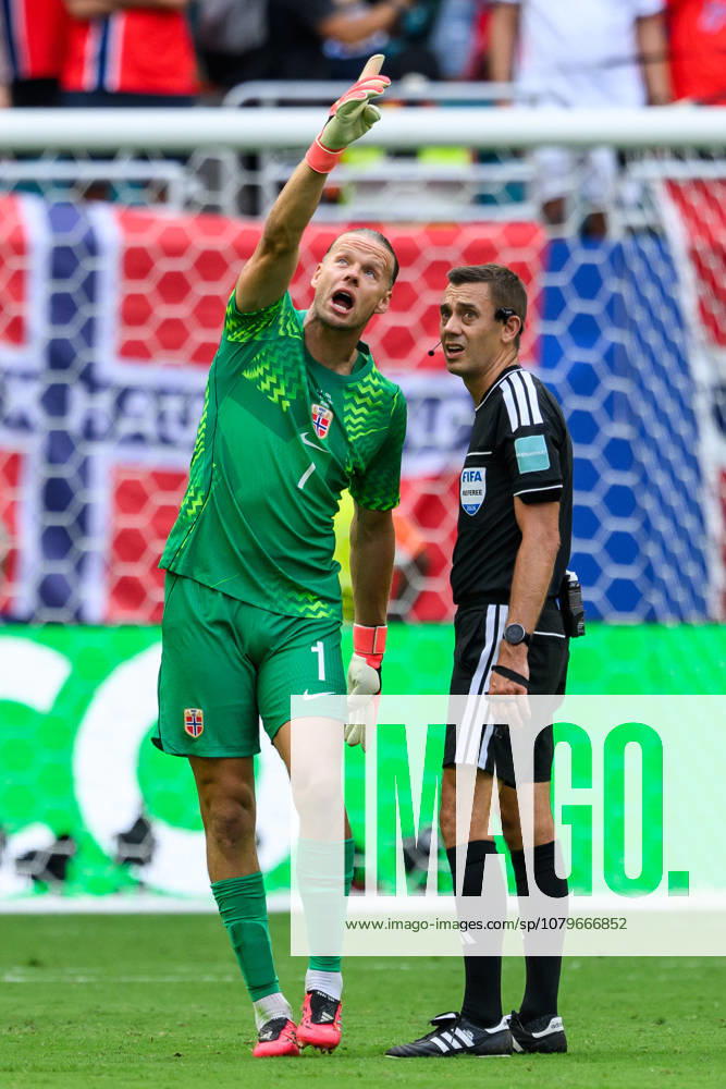 Goalkeeper Orjan Nyland of Norway after the score was tied 1–1 during the 2026 FIFA World Cup quarterfinal soccer match between Norway and England on July 11, 2026 in Miami. Photo by Vegard Grott, BILDBYRAN. Code: VG VG0992 bbeng soccer football fotball World Cup soccer World Cup 2026 FIFA World Cup 2026 quarterfinal quarterfinal quarterfinal quarter final England Norway depp