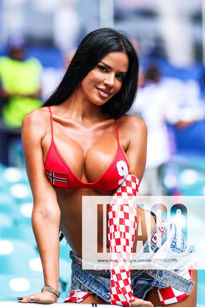 Croatian fan, Ivana KnoÂ¶ll cheers on Norway from the stands before the FIFA World Cup, WM, Weltmeisterschaft, Fussball quarterfinal match between Norway and England, at Miami Stadium, in Florida, United States, on Saturday, July 11, 2026. Miami United States - ZUMAv122 20260711_aap_v122_151