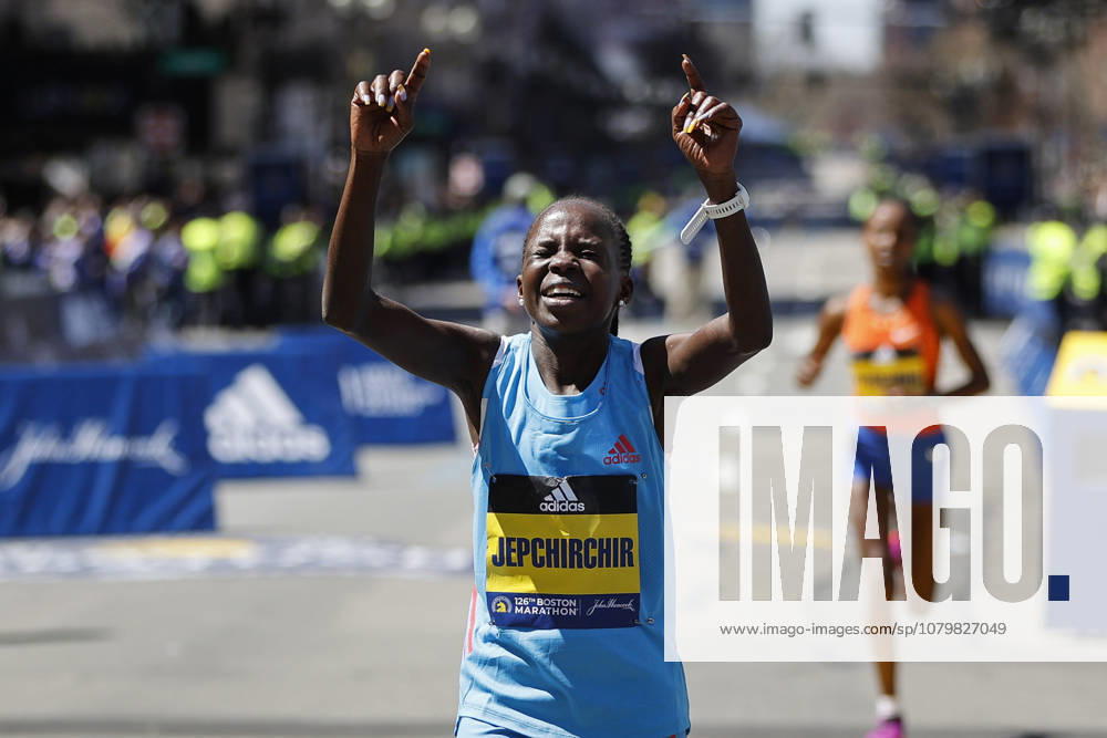 USA BOSTON MARATHON 126th Boston Marathon epa09896117 Peres Jepchirchir of Kenya reacts after crossing the finish line to win the Women s Division of the 126th Boston Marathon, in Boston, Massachusetts, USA, 18 April 2022. This is the first time since the beginning of the pandemic that the Boston Marathon, the worlds oldest annual marathon, was held on the traditional date in April. BOSTON United States