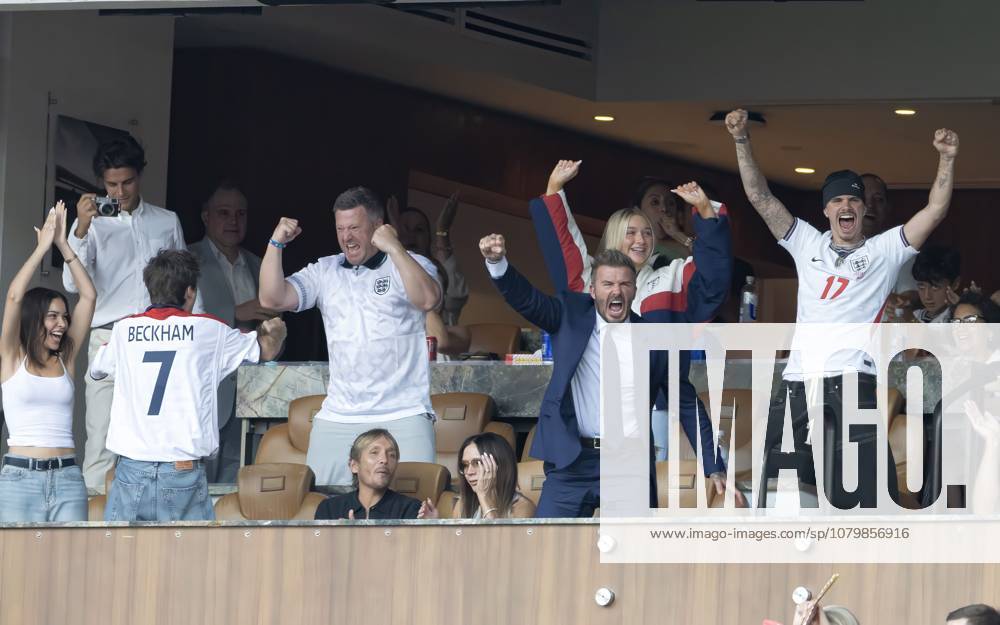 Picture - Mark Large. Norway vs England . Team Beckham watch (react to) the Norway vs England quarter final match at the Miami Stadium. Family members include - David, Victoria, Romeo, Cruz & Harper , FIFA 2026 World Cup. England in Miami, , London, Uk. - 12 Jul 2026London United Kingdom Consent for book publication must be agreed with Shutterstock before use. It is the picture user s responsibility to adhere to all restrictions