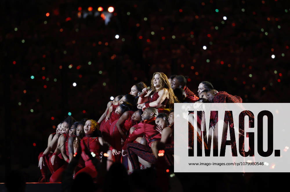 USA SUPER BOWL LIV Super Bowl LIV epa08189465 Colombian singer Shakira performs during halftime of the National Football League s Super Bowl LIV at Hard Rock Stadium in Miami Gardens, Florida, USA, 02 February 2020. MIAMI GARDENS United States