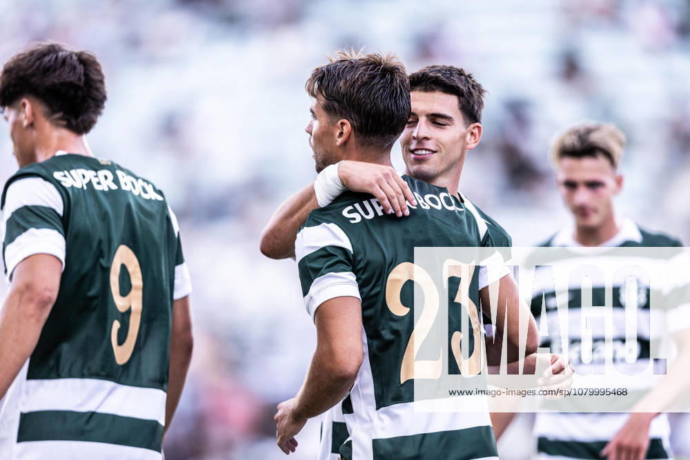 Daniel Braganca of Sporting Clube de Portugal celebrates scoring his sides fourth goal of the match during the Pre-Season Firiendly match between Sporting CP and Celtic FC at Estadio do Algarve in Faro on July 14, 2026 Faro Portugal - ZUMAg283 20260714_zsp_g283_034