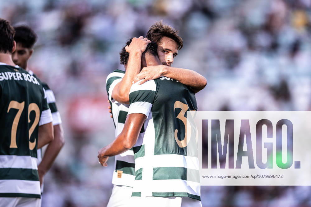 Daniel Braganca of Sporting Clube de Portugal celebrates scoring his sides fourth goal of the match during the Pre-Season Firiendly match between Sporting CP and Celtic FC at Estadio do Algarve in Faro on July 14, 2026 Faro Portugal - ZUMAg283 20260714_zsp_g283_035