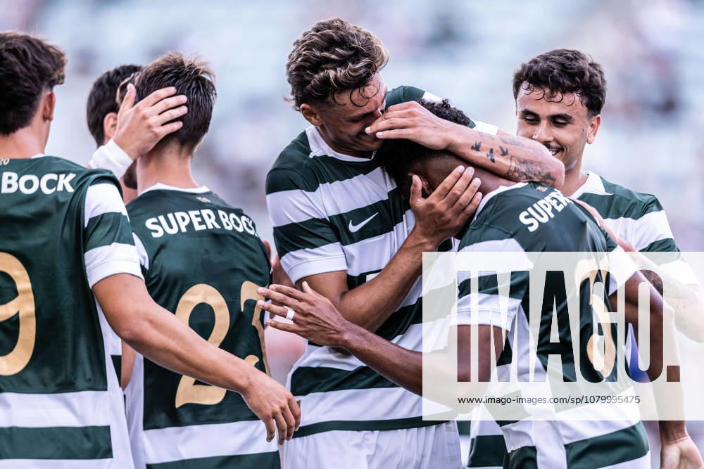 Daniel Braganca of Sporting Clube de Portugal celebrates scoring his sides fourth goal of the match during the Pre-Season Firiendly match between Sporting CP and Celtic FC at Estadio do Algarve in Faro on July 14, 2026 Sporting CP X Celtic FC - Pre-Season Friendly Desafios Betano - ZUMAg283 20260714_zsp_g283_033