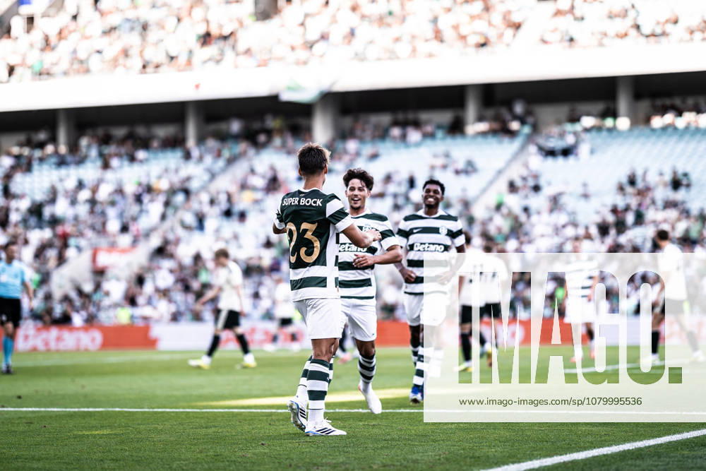Daniel Braganca of Sporting Clube de Portugal celebrates scoring his sides fourth goal of the match during the Pre-Season Firiendly match between Sporting CP and Celtic FC at Estadio do Algarve in Faro on July 14, 2026 Sporting CP X Celtic FC - Pre-Season Friendly Desafios Betano - ZUMAg283 20260714_zsp_g283_036