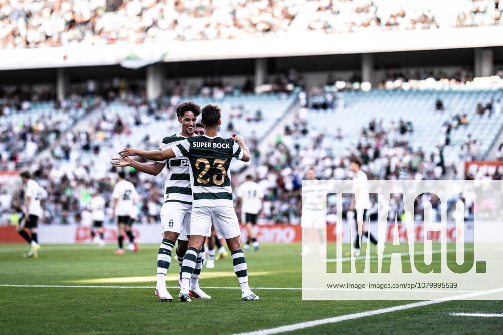 Daniel Braganca of Sporting Clube de Portugal celebrates scoring his sides fourth goal of the match during the Pre-Season Firiendly match between Sporting CP and Celtic FC at Estadio do Algarve in Faro on July 14, 2026 Sporting CP X Celtic FC - Pre-Season Friendly Desafios Betano - ZUMAg283 20260714_zsp_g283_037