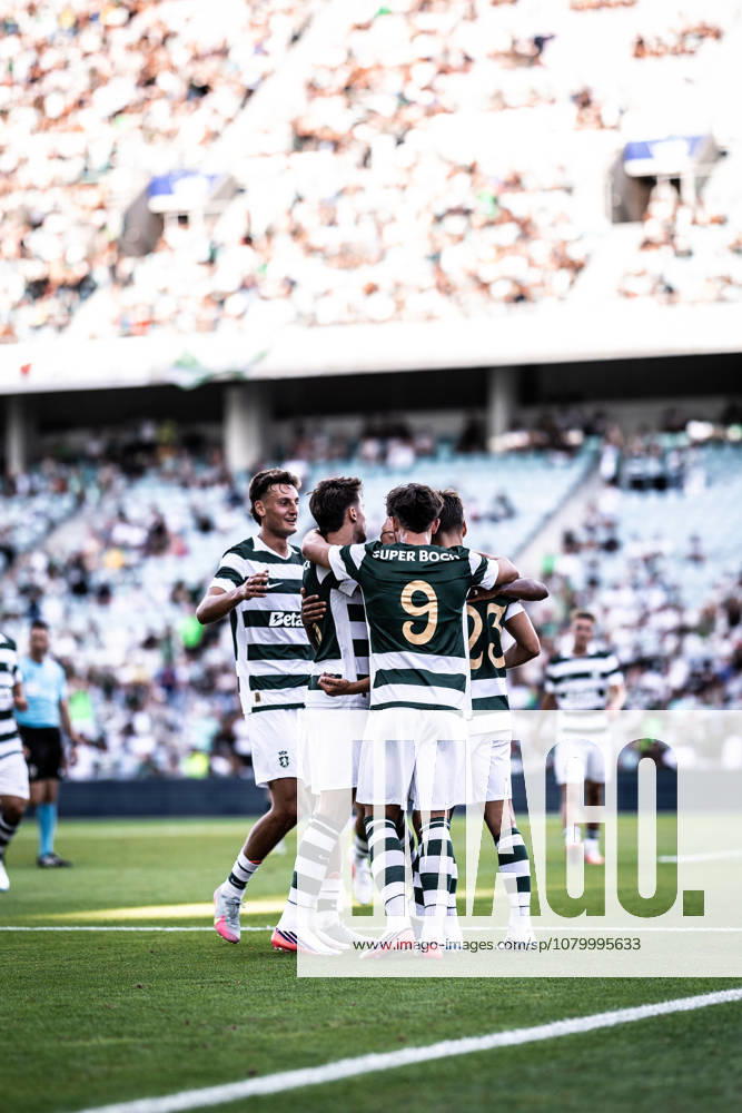 Daniel Braganca of Sporting Clube de Portugal celebrates scoring his sides fourth goal of the match during the Pre-Season Firiendly match between Sporting CP and Celtic FC at Estadio do Algarve in Faro on July 14, 2026 Faro Portugal - ZUMAg283 20260714_zsp_g283_039