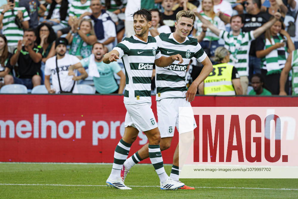 Jesse Dery and Daniel Braganca seen celebrating after scoring goal during International Friendly, Länderspiel, Nationalmannschaft game between teams of Sporting CP and Celtic FC (Ana Catarina Santana Ball Raw Images) Loule Estadio Algarve Portugal