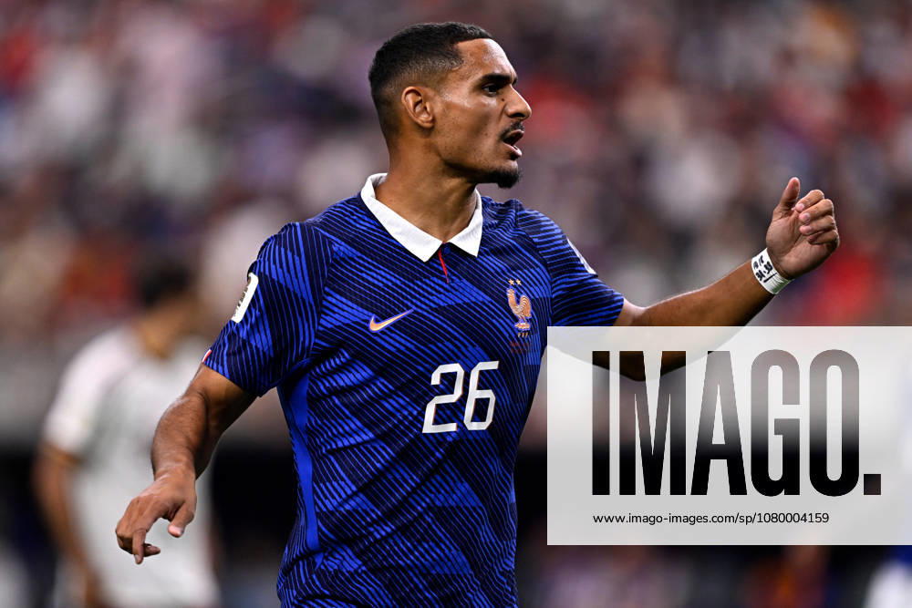 2026-07-14 France v Spain - Semi Final - FIFA World Cup, WM, Weltmeisterschaft, Fussball 2026 ARLINGTON, UNITED STATES - JULY 14: Maxence Lacroix of France during the Semi Final - FIFA World Cup 2026 match between France and Spain at Dallas Stadium on July 14, 2026 in Arlington, Texas. (Photo by Pablo Morano BSR Agency) Arlington United States Content not available for redistribution in The Netherlands directly or indirectly through any third parties.