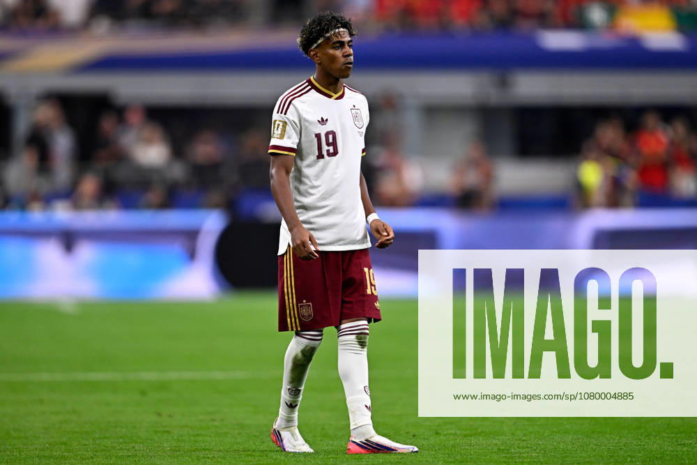 2026-07-14 France v Spain - Semi Final - FIFA World Cup, WM, Weltmeisterschaft, Fussball 2026 ARLINGTON, UNITED STATES - JULY 14: Lamine Yamal of Spain during the Semi Final - FIFA World Cup 2026 match between France and Spain at Dallas Stadium on July 14, 2026 in Arlington, Texas. (Photo by Pablo Morano BSR Agency) Arlington United States Content not available for redistribution in The Netherlands directly or indirectly through any third parties.