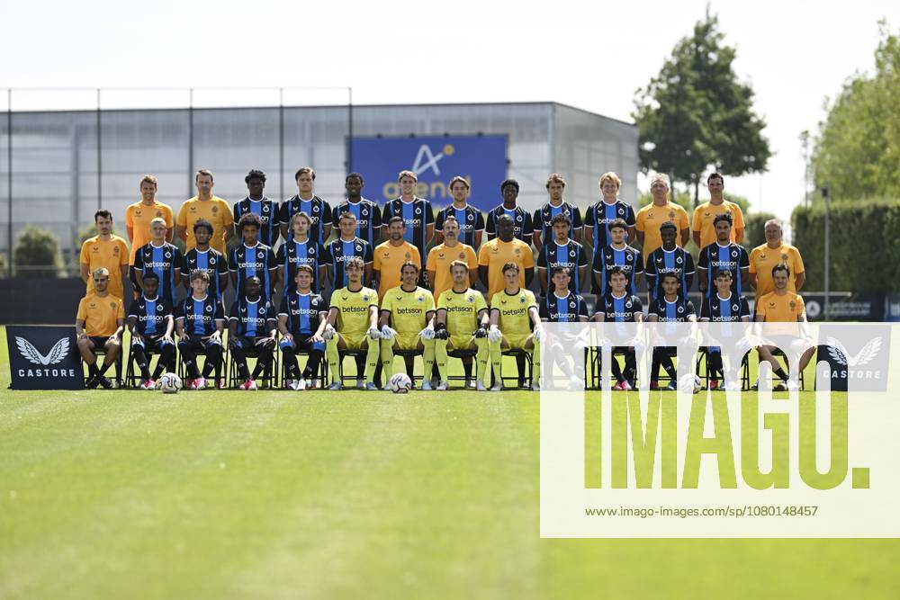 Club Brugge photo shoot 2026 - 2027 WESTKAPELLE, BELGIUM - JULY 16 : Upper line from left to right : Vijverman Michael team manager of Club Bruggen Castro Bram keeper coach of Club Brugge, Osuji Vince defender of Club Brugge, Meijer Bjorn defender of Club Brugge, Onyedika Nwadike Raphael midfielder of Club Brugge, Spileers Jorne defender of Club Brugge, Audoor Lynnt midfielder of Club Brugge, Coulibaly Samba defender of Club Brugge, Van Hoogen Samuel Gomez defender of Club Brugge, Sandra Cisse midfielder of Club Brugge, Rob Eddie physical trainer of Club Brugge and Vandenbussche Carl physical trainer of Club Brugge Middle line from left to right : Van Den Wijngaert, Siquet Hugo defender of Club Brugge, Campbell Shandre forward of Club Brugge, Garcia Andre Jacob of Club Brugge, Vermant Romeo forward of Club Brugge, Tresoldi Nicolo forward of Club Brugge, Van Dessel, Leko Ivan head coach of Club Brugge, Akpala Joseph assistant coach of Club Brugge, Tsawa Cheveyo midfielder of Club Brugge, Sabbe Kyriani defender of Club Brugge, Diakhon Mamadou forward of Club Brugge, Lemarechal Felix midfielder of Club Brugge, Bombeke David kine of Club Brugge Bottom line from left to right : Kesteloot, Ly Elijah, Koren Tian Nai forward of Club Brugge, Forbs Carlos forward of Club Brugge, Tzolis Christos forward of Club Brugge, Vanden Driessche Argus goalkeeper of Club Brugge, Sommer Yann goalkeeper of Club Brugge, Jackers Nordin goalkeeper of Club Brugge, De Corte Axl goalkeeper of Club Brugge, Vasovic Andrej forward of Club Brugge, Vetlesen Hugo midfielder of Club Brugge, Amengai Naim midfielder of Club Brugge, Okon-Engstler Gianluca midfielder of Club Brugge and Vanhecke Bruno doctor of Club Brugge pictured during the team photo shoot of Club Brugge prior the Jupiler Pro league football season 2026 - 2027 at the Alheembouw Base camp on July 16, 2026 in Westkapelle, Belgium , 16 07 2026 Westkapelle Belgium