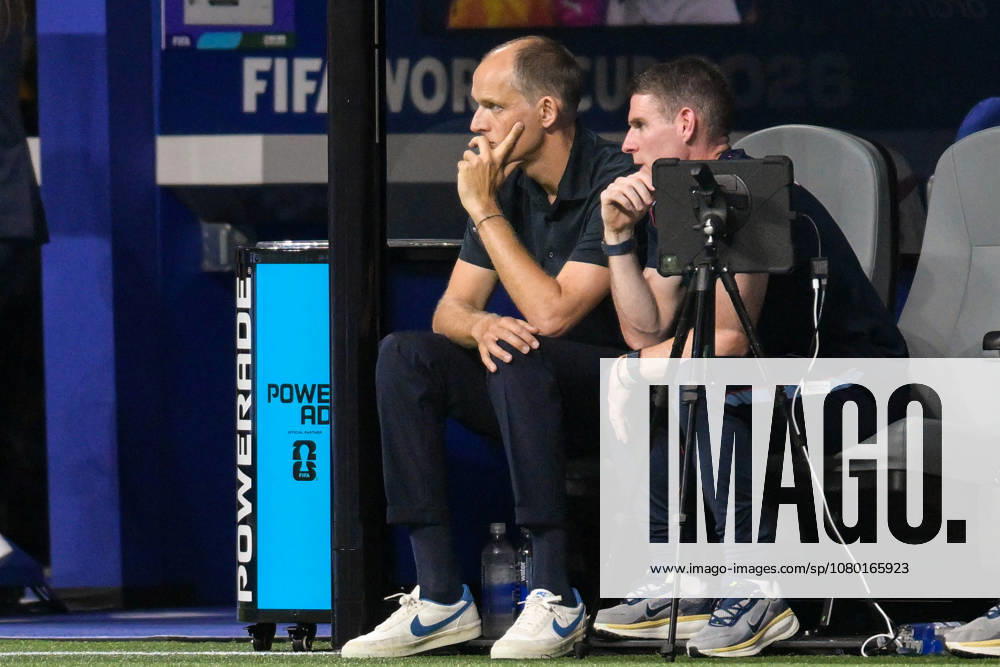Soccer, 2026 World Cup, 20260715, England vs. Argentina. Pictured, from left: England head coach Thomas TUCHEL, England assistant coach Anthony BARRY. Atlanta, Atlanta Stadium, Georgia, United States of America