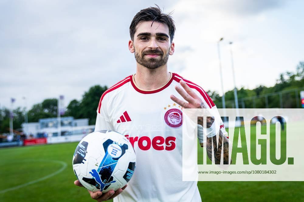 , Sportpark CWO-Nieuwelantpark , season 2026 2027, Dutch preseason friendly football , Match between Olympiakos and Fortuna Sittard , picture shows Olympiakos Piraeus player Joao Pedro Ferreira Da Silva Jota Silva scores a hattrick Olympiakos - Fortuna Sittard (friendly) x205076622x