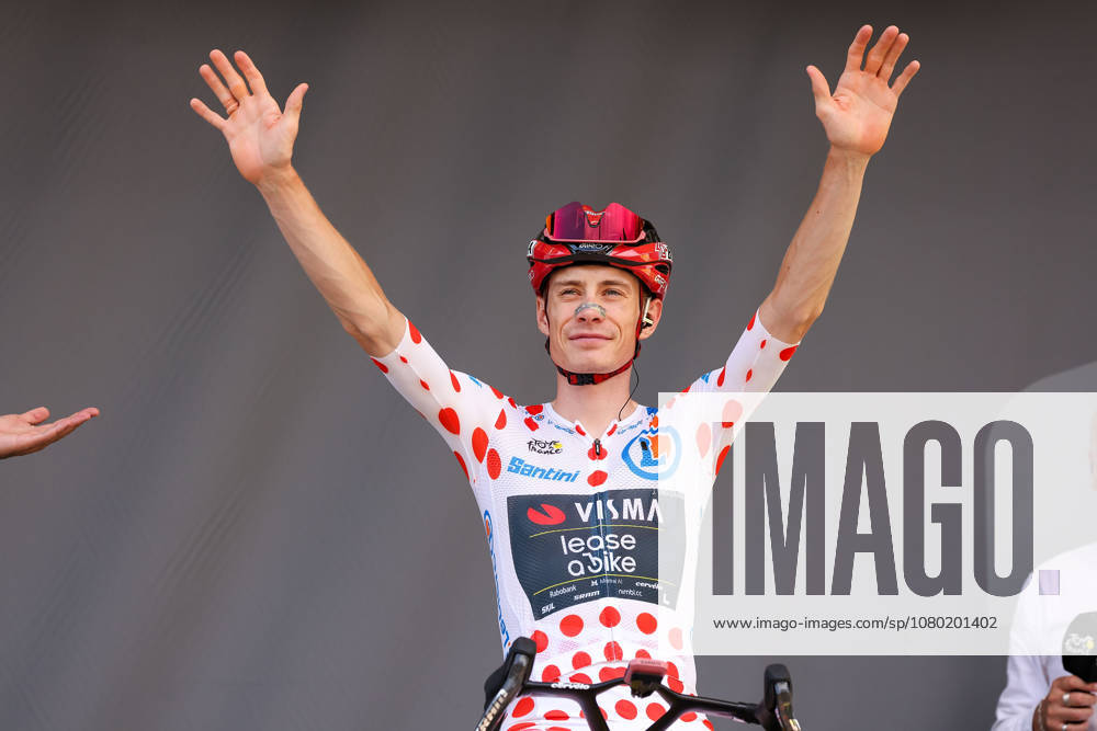 Mulhouse, France JONAS VINGEGAARD OF TEAM VISMA LEASE A BIKE before the start of Stage 14 of the 2026 Tour de France, from Mulhouse to Le Markstein Fellering, on July 18, 2026, in Mulhouse, France