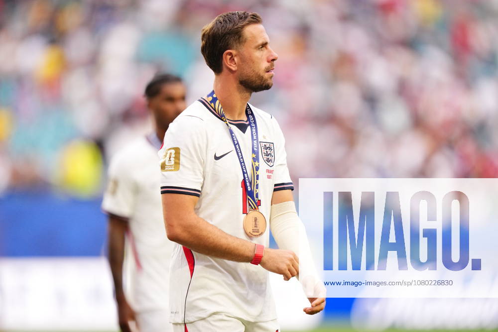 France v England - 2026 FIFA World Cup, WM, Weltmeisterschaft, Fussball - Bronze Final MIAMI GARDENS, FLORIDA - JULY 18: Jordan Henderson of England celebrates the victory wearing the third place medal at the end of the 2026 FIFA World Cup bronze-final match between France and England at Miami Stadium in Miami Gardens, Florida, United States, on July 18, 2026. Jose Hernandez Anadolu Florida United States. Editorial use only. Please get in touch for any other usage.