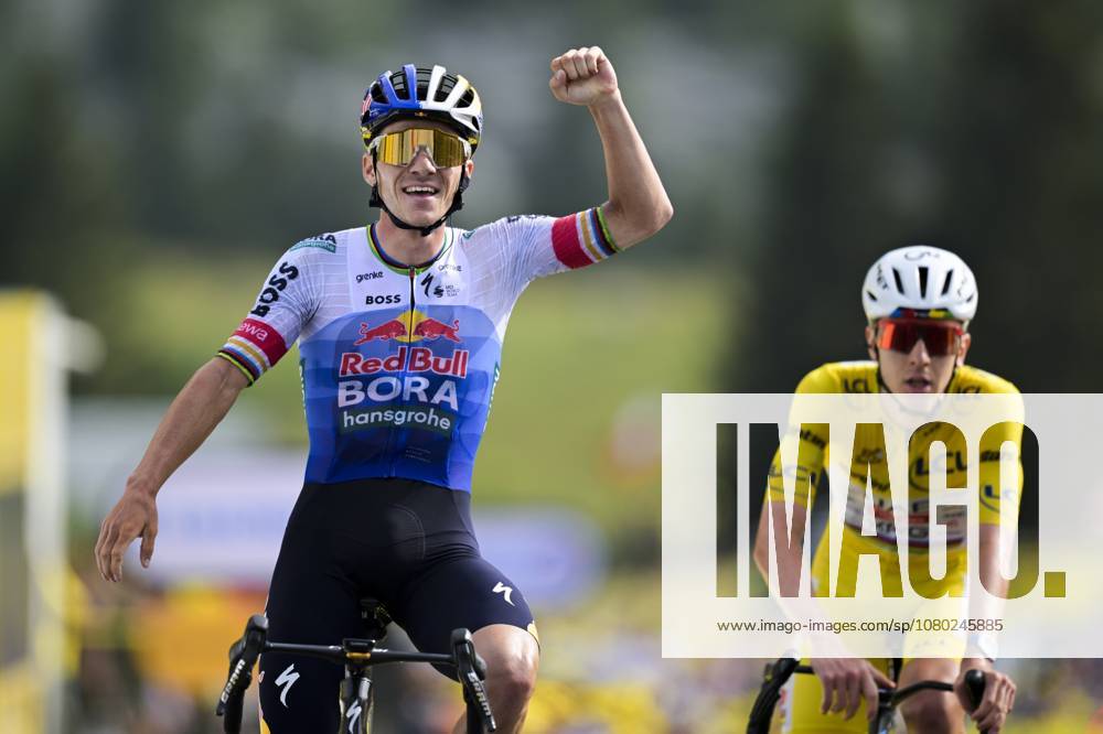 KW29 Belgian Remco Evenepoel of Red Bull-BORA-hansgrohe celebrates after winning stage 15 of the 2026 Tour de France cycling race, a stage of 184km from Champagnole to Plateau de Solaison, on Sunday 19 July 2026. The 113th edition of the Tour de France starts on Saturday 4 July in Barcelona, Spain, and will finish in Paris, France on the 26th of July. DAVIDxPINTENS x181482999x
